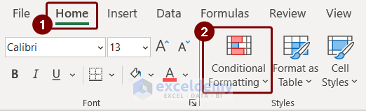 Showing Conditional Formatting Option