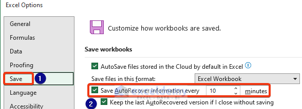 Autosave feature as the use of Microsoft Excel