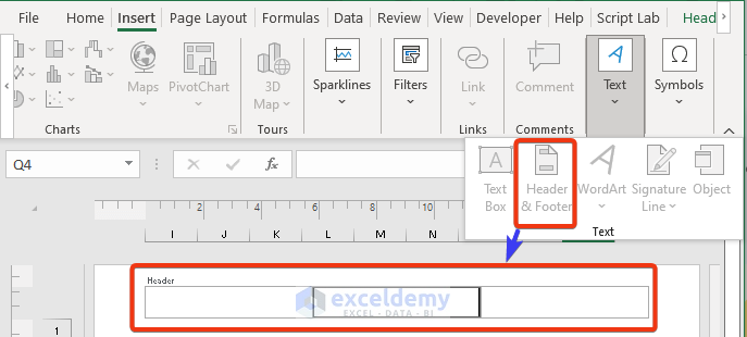 Use of Microsoft Excel: Header & Footer