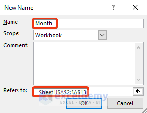 Use of Microsoft Excel: Name Manager