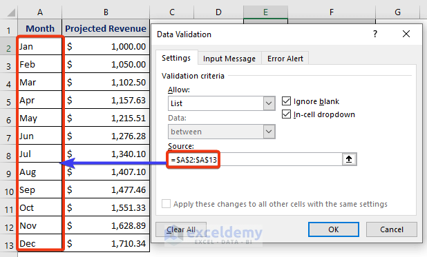 Use of Microsoft Excel: Data Validation