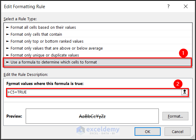 formatting rule for checkboxes in conditional formatting formula excel