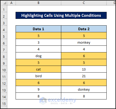highlighting cells using multiple conditions with conditional formatting formula excel