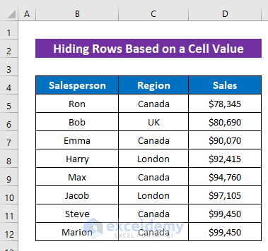 Hiding Rows from Multiple Worksheets Based on a Cell Value