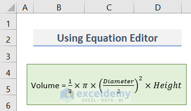 Use Equation Editor to Insert Equation in Excel