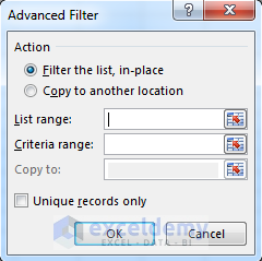 Advanced Filter dialog box