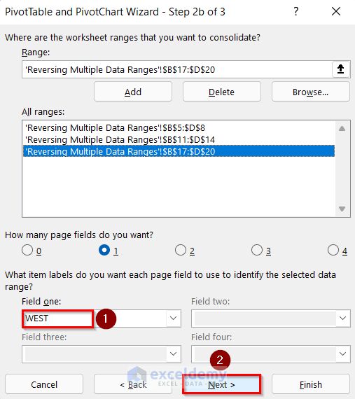 Setting Page Field to Reverse Pivot Table