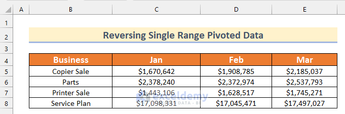 Reverse Single Range Pivoted Data in Excel