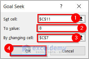 Goal Seek Dialog Box in Excel