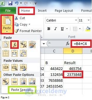 Paste Special Command in Excel Image 2