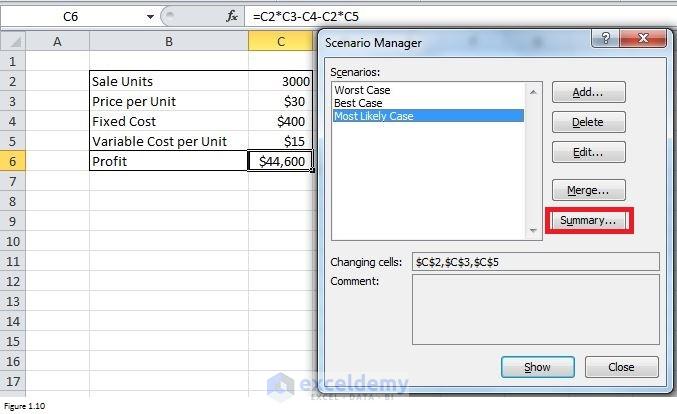 Scenario Manager in Excel Image 10