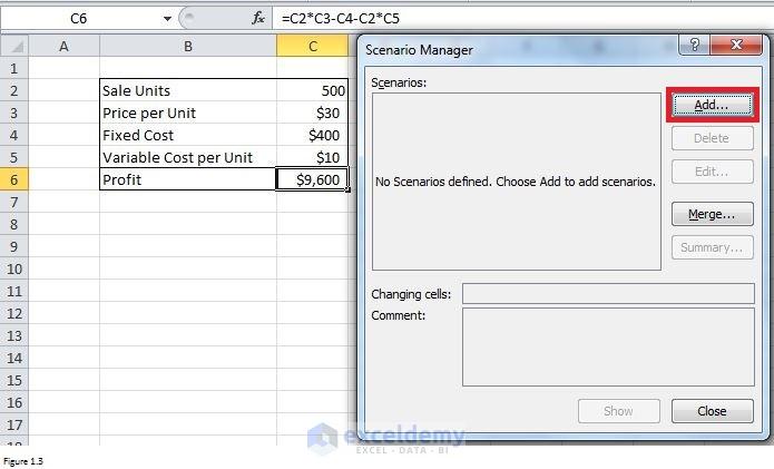 Scenario Manager in Excel Img3