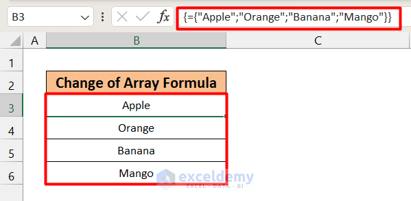 Change Array Formula in Excel