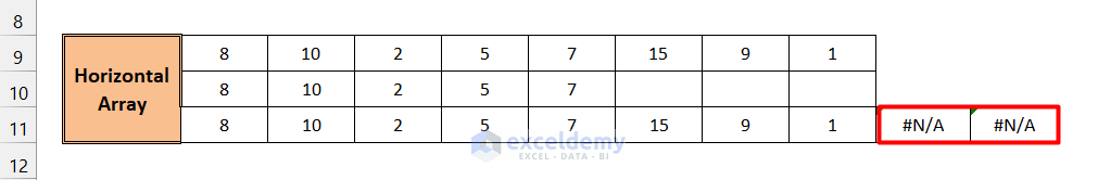 Enter a Horizontal Array Formula in Excel