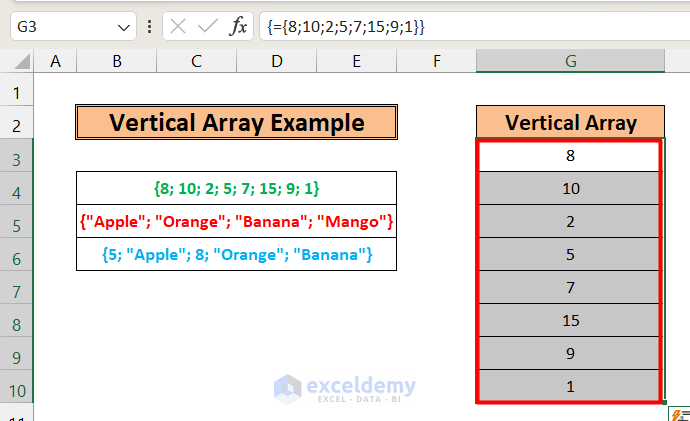 Insert a Vertical Array Formula in Excel