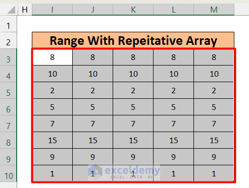 Introduce Range with Repetitive Array in Excel