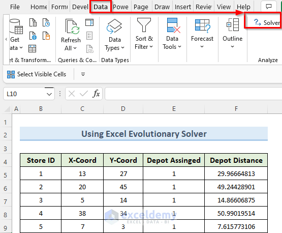 opening excel evolutionary solver