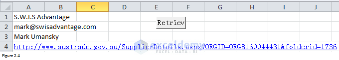 Import data from web to Excel Fig 2.4