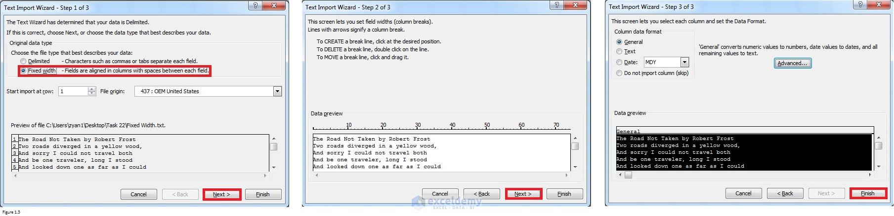 Import data from word to excel figure 1.3