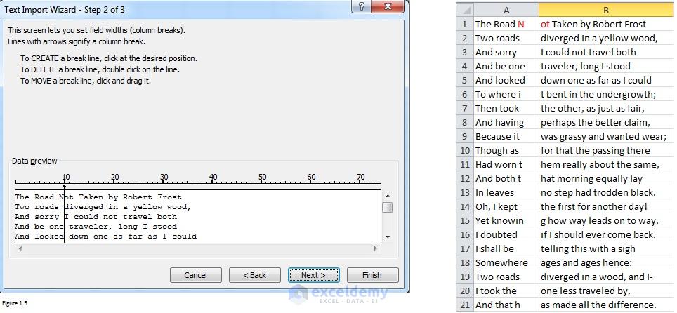 Import data from word to excel figure 1.5