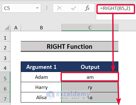 right function, a top excel functions and features for management consultants