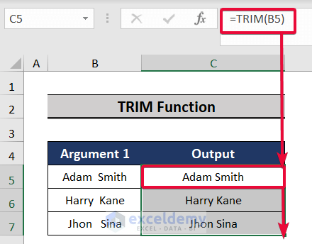 trim function, a top excel functions and features for management consultants