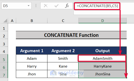 concatenate function, a top excel functions and features for management consultants