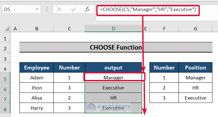 choose function, a top excel functions and features for management consultants