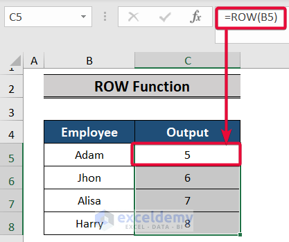 row function, a top excel functions and features for management consultants