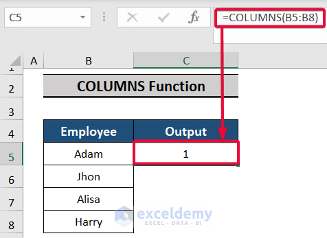 columns function, a top excel functions and features for management consultants