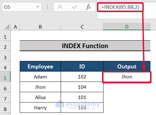 index function, a top excel functions and features for management consultants