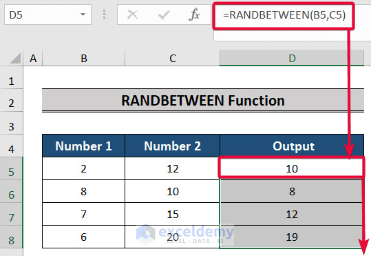 randbetween function, a top excel functions and features for management consultants