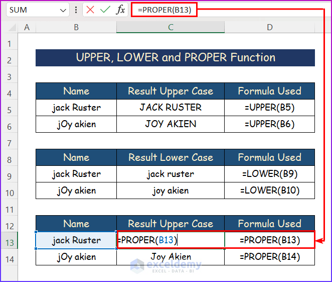 PROPER Substring Function in Excel