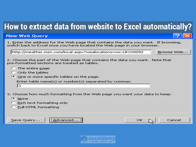 extract data website