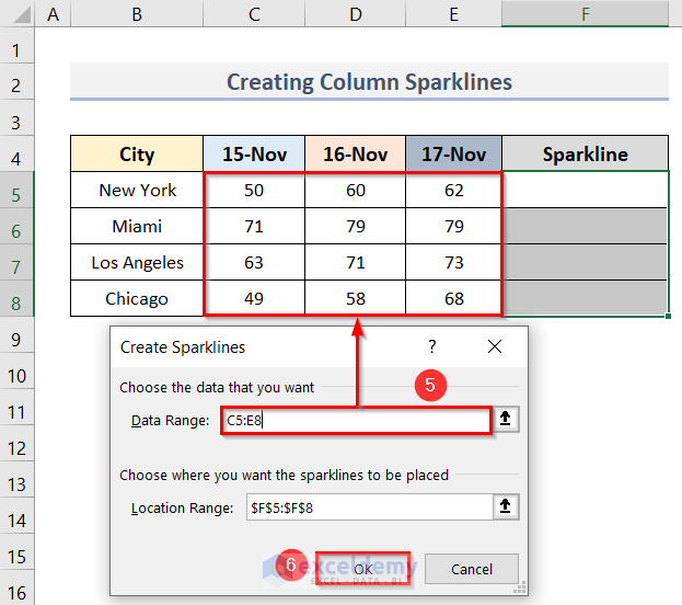 Create Column Sparklines in Excel