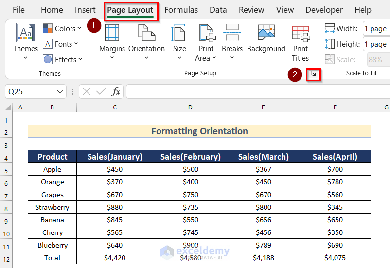 Formatting Orientation to Format Excel to Print