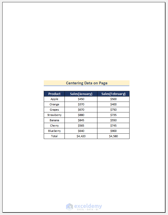 How to Format Excel to Print Using Center on Page Feature