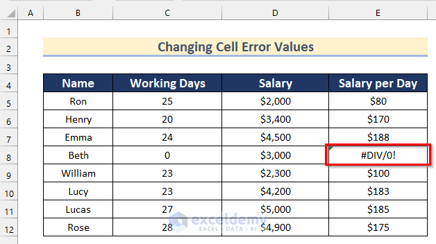 Changing Cell Error Values to Format Excel to Print
