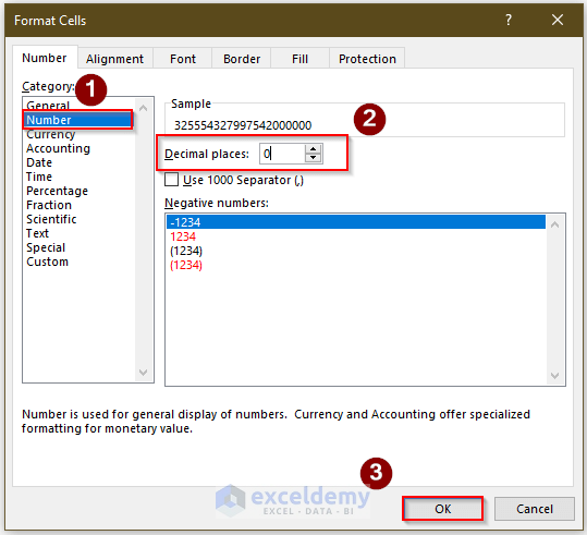 Using Cell Formatting to Turn Off Scientific Notation in Excel