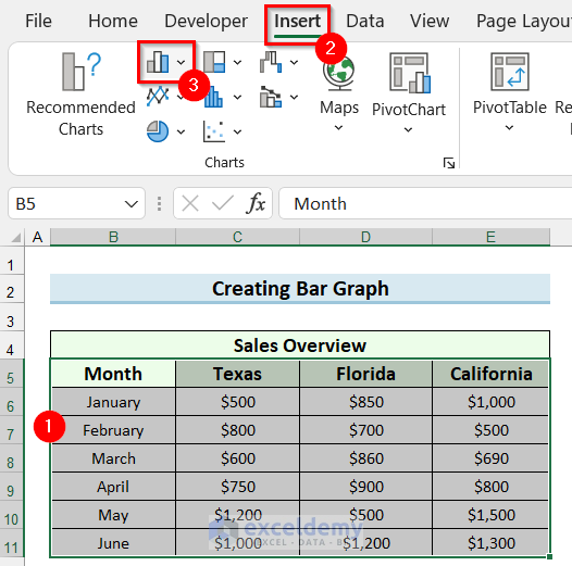 Creating a Bar Graph in Excel