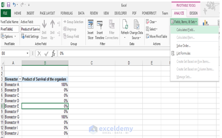 Calculated Field, Pivot Table