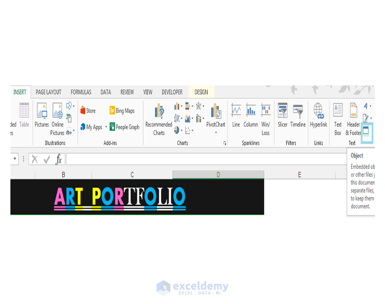 Art Portfolio, Excel, Objects