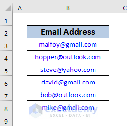 Convert to Column for Email Address