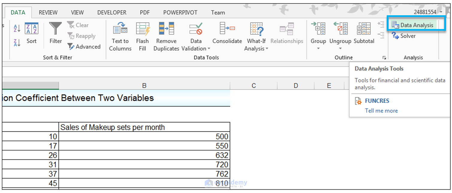 Open the Analysis Tool Pak in Excel