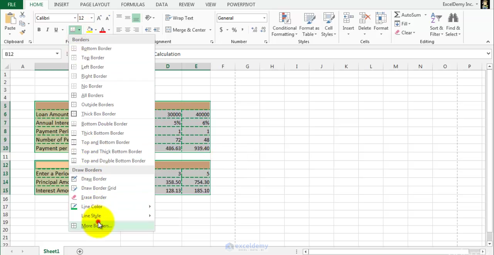 Add Remove Cell Borders in Excel
