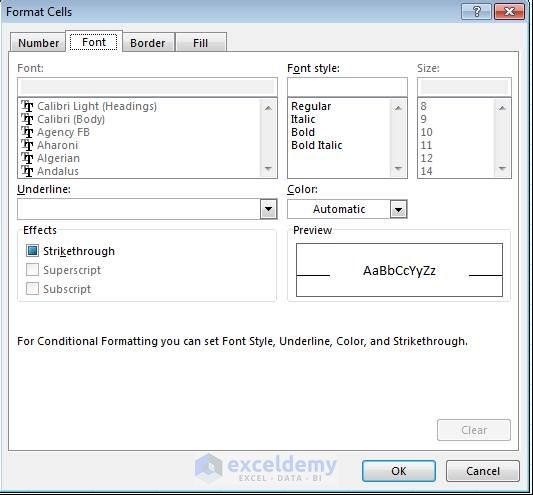 Format Cells dialog box, Excel