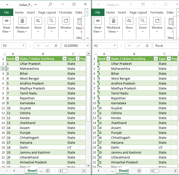 Synchronous Scrolling for Two Worksheets in Same Excel Workbook