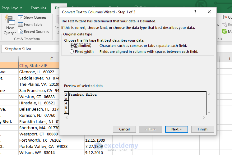 Convert Text to Columns Wizard, Excel