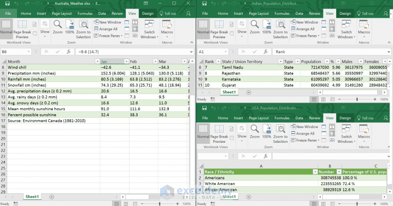 Viewing Multiple Workbooks Synchronous Scrolling In Excel