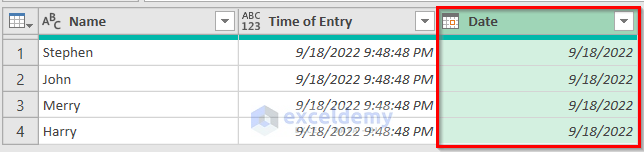 Get Date & Time Using Excel Power Query Tool